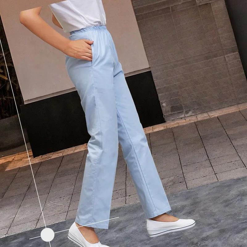 Comfort Nurse Pants Plus Size Work Pants Elasticated Waist Doctor Pants Women White Pink Blue Nurse Dress
