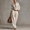 Cross-border foreign trade solid color women's clothing 2026 independent station long-sleeved button-up decorative shirt two-piece set women's 