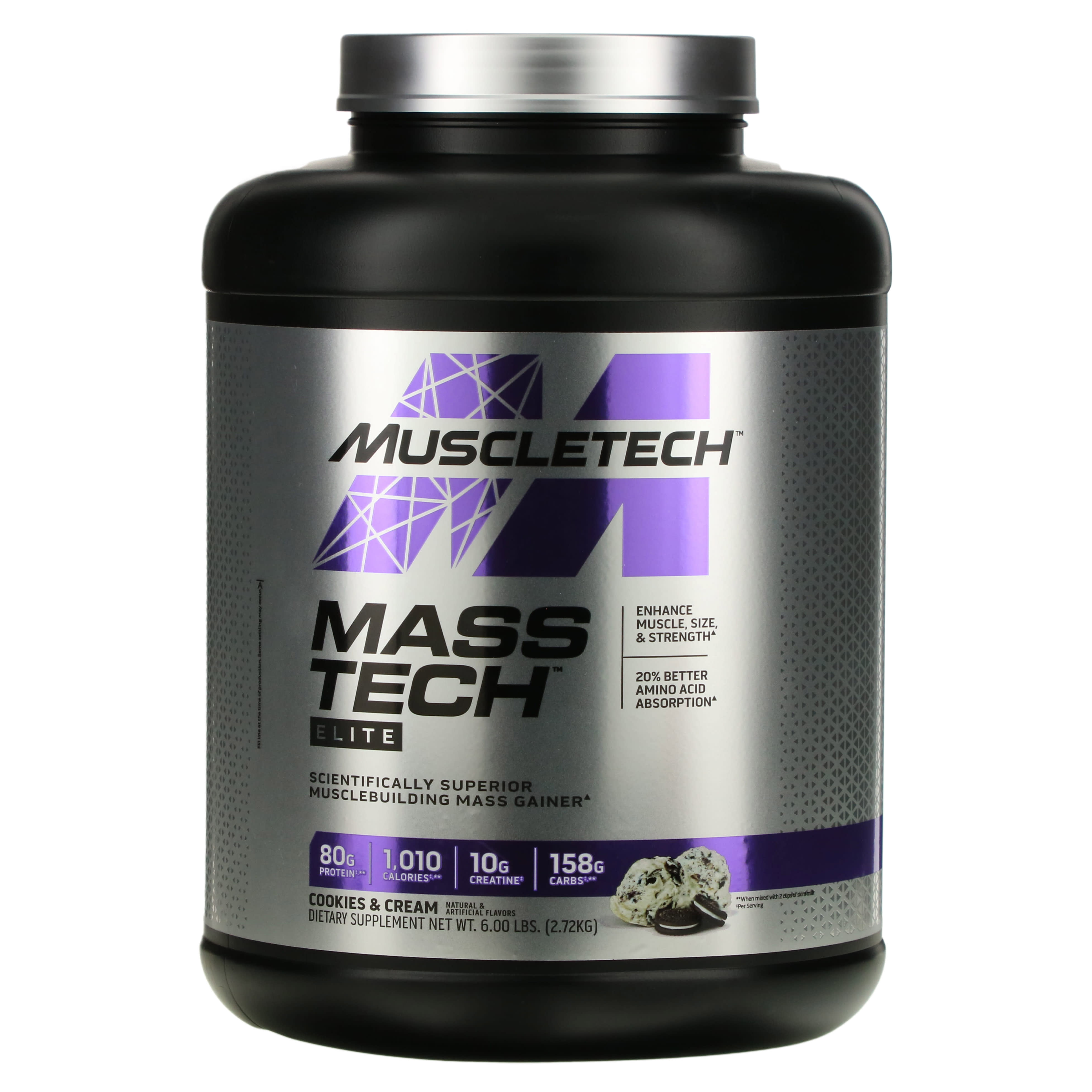 

MuscleTech, Mass Tech Elite, Cookies and Cream, 6 lbs (2.72 kg)