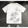 200G Is Thin and High and Impermeable Line Art Lily Flower Fresh Preppy Style Shortsleeved Tshirt Graphic Vintage T Shirt