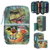 Pencil Case - DEPESCHE - DINO WORLD DANGER - 3 Compartments - Dark Green - Unisex