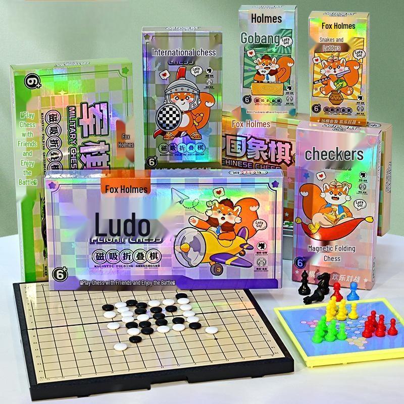 JINGRUIXIANG Magnetic Folding 3-in-1 Board Game Set
