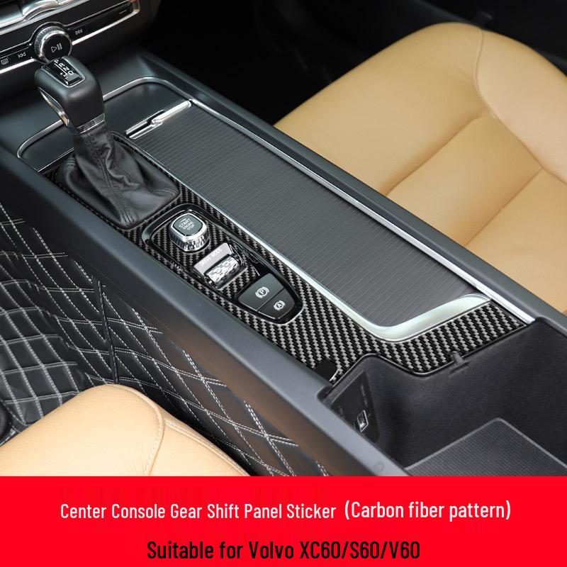 Real Carbon Fiber Gear Shift Frame for Volvo XC60/S60/V60: Center Console Panel Interior Sticker