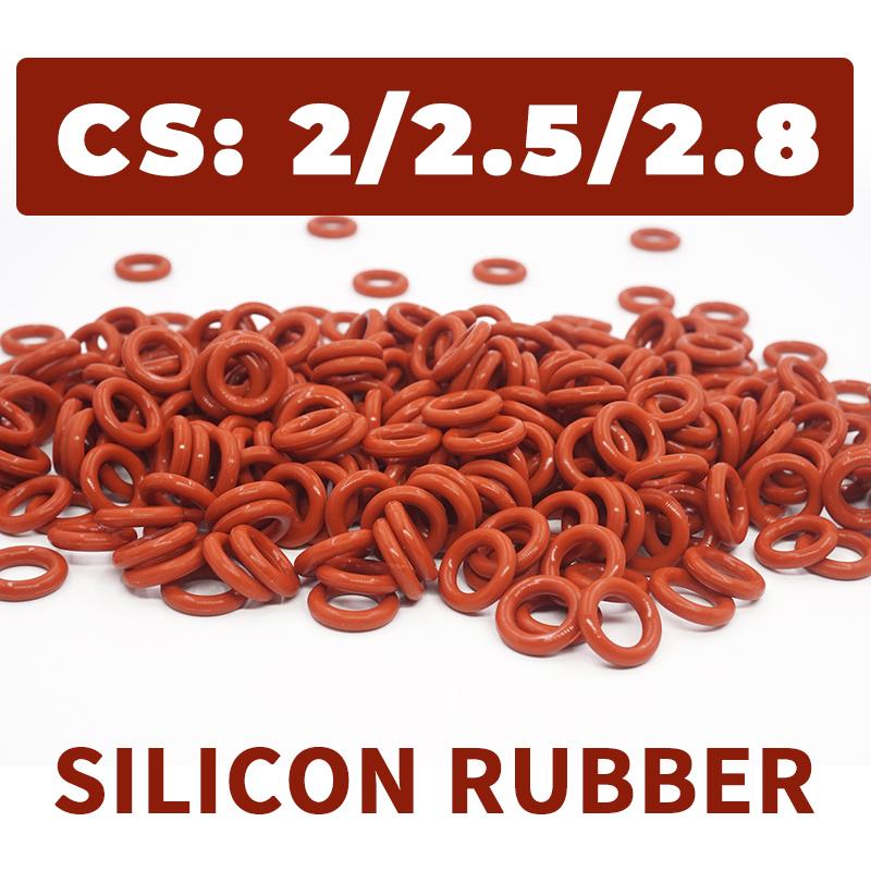 Thickness CS 2/2.5/2.8mm Red VMQ OD5-150mm Silicon Ring Silicone Rubber O-Ring Seal Gasket ORing Washer rubber ring pump seal OD7.5xCS2-250pcs
