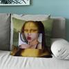 Aesthetic Art Mona Lisa Funny Pillow Case Sofa Living Room Bedroom Headboard Backrest Cushion Square Cushion Nap Time