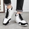 White PU Leather High Top Shoes Fashionable Versatile Simple High Quality Design Casual Lace Up Shoes for Both Men and Women