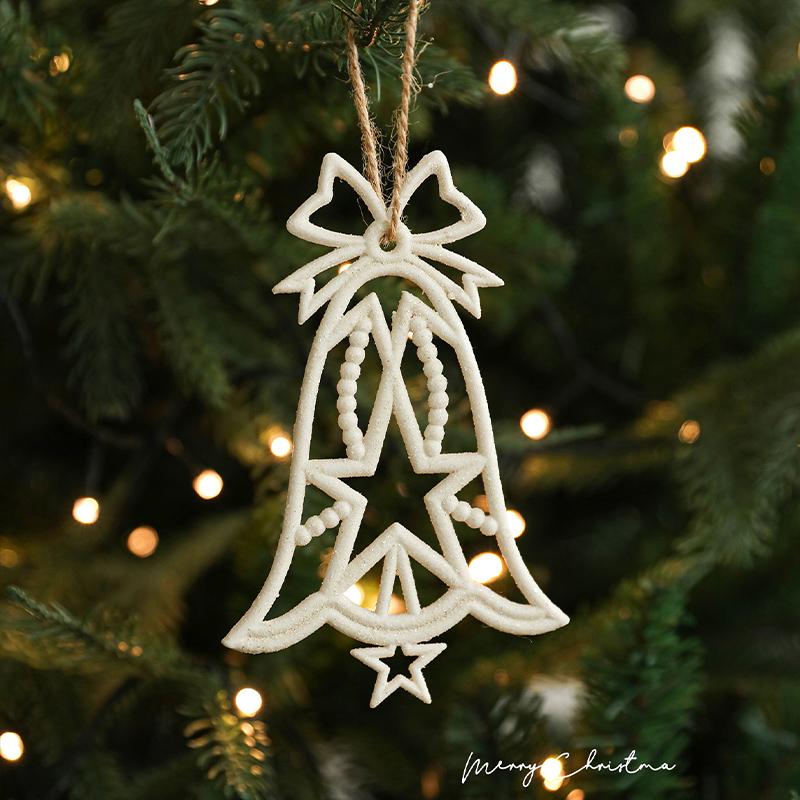 Weiße Plastik-Weihnachtsornamente Glitzerndes Reh Stern Glocke Weihnachtsbaumschmuck Hängende Anhänger für Zuhause Weihnachtsdeko