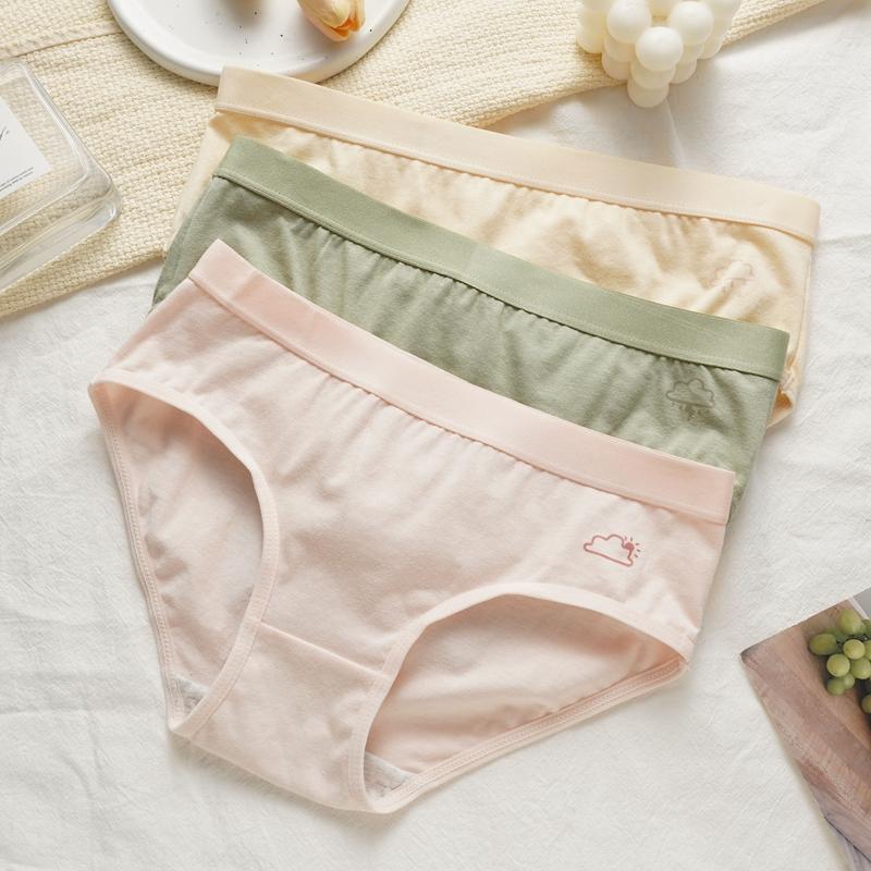 Women's Low Waist Vertical Striped Cotton Panties Simple Comfortable Briefs Four Seasons Wearable Underwear