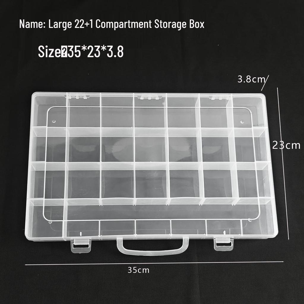 Aufbewahrungsbox aus transparentem Kunststoff mit 24 Fächern für Nailart, Strasssteine, Perlen und Schmuckzubehör