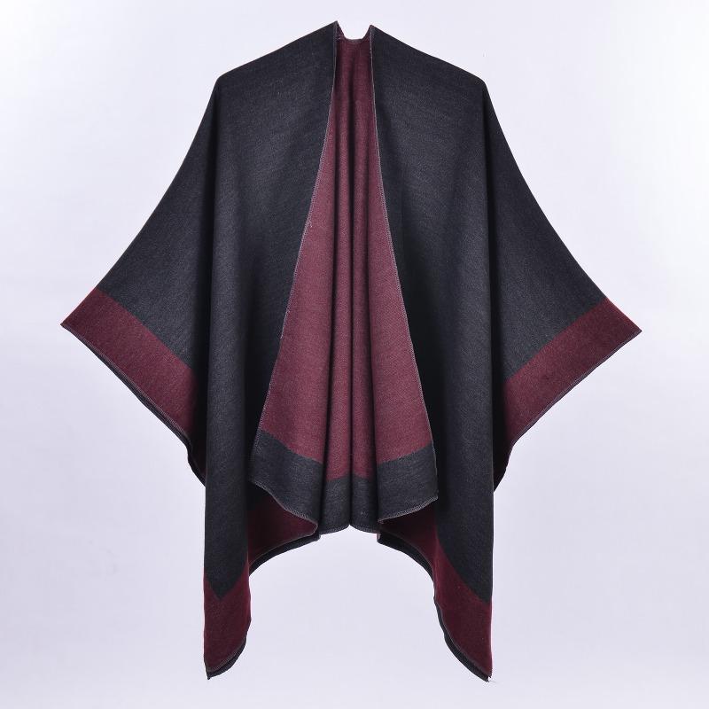 New Women's Spring Scarf Shawl Fashion Versatile Solid Color Four Seasons Imitation Cashmere Split Cape
