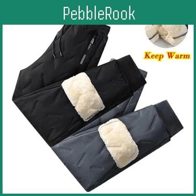 Warm Drawstring Women Men Winter Trousers Solid Color Thermal Sweatpants Casual Windproof Waterproof Plush Long Pants
