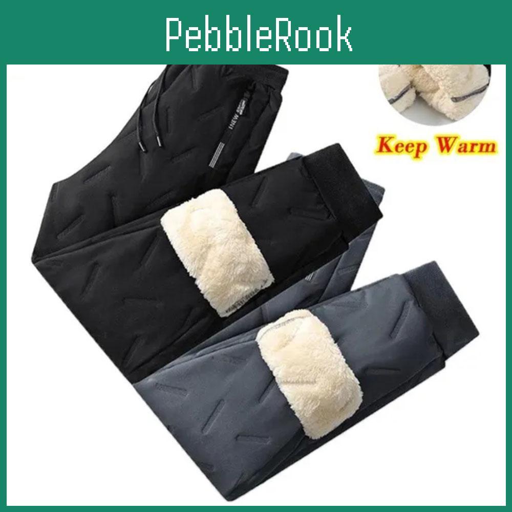 Warm Drawstring Women Men Winter Trousers Solid Color Thermal Sweatpants Casual Windproof Waterproof Plush Long Pants