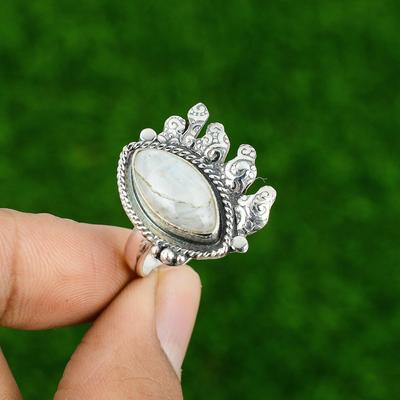 Natürlicher Regenbogen-Mondstein Stapelbarer Verstellbarer Ring 925 Silber Für Damen