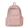 Mochila Bordada con Lazo Portátil para Niñas Color Sólido Nylon Mochila Escolar para Estudiantes Gran Capacidad Ligera Mochila de Viaje