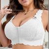 European & American Plus Size Front Closure Push-Up Bra, Women's Fixed Cup Vest Style