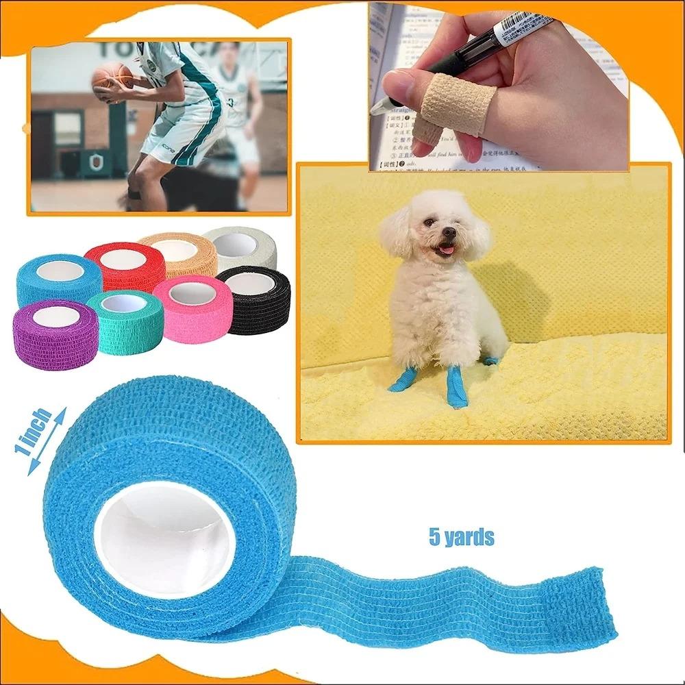 12 Pack Self Adhesive Bandage Wrap, Stretch Self Adherent Tape for Sports, Finger, Wrist, Ankle, Cohesive Bandages(1 Inch x 5 Yards/Roll)