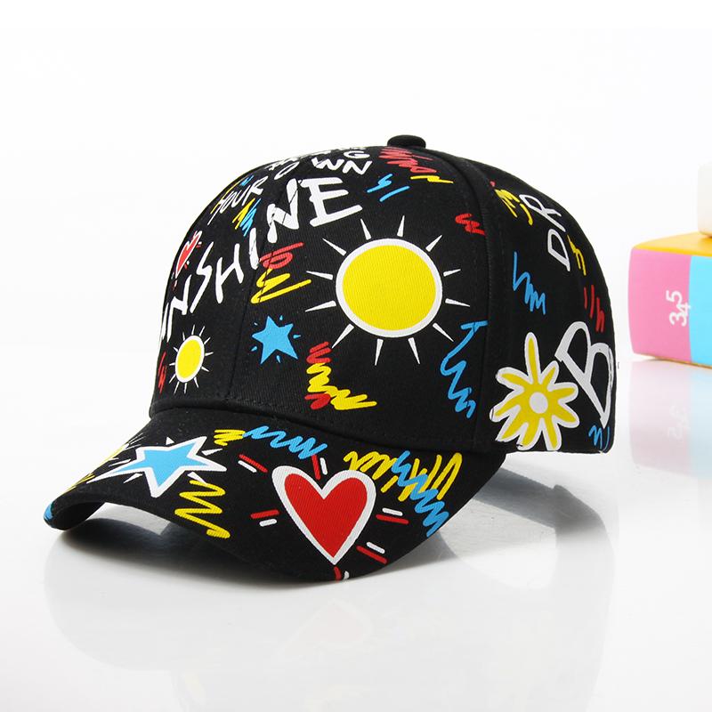 Fashion cotton Graffiti boy girl Baseball caps Children Printed snapback hat Kids Popular hip hop hat Cap hot sell