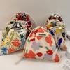 Cotton Fabric Floral Small Drawstring Bags Lipstick Toiletry Makeup Organizer Coin Pocket Bags Purse Keys Earphone Storage Bag