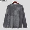 INCERUN Autumn Men Long Sleeve Texture Fitted Pullover Tops Undershirts