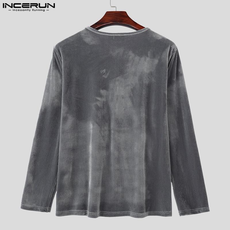 INCERUN Autumn Men Long Sleeve Texture Fitted Pullover Tops Undershirts