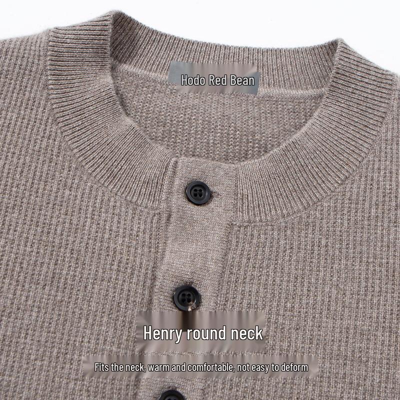Hodo Men's Cashmere Blend Henry Collar Pullover Sweater