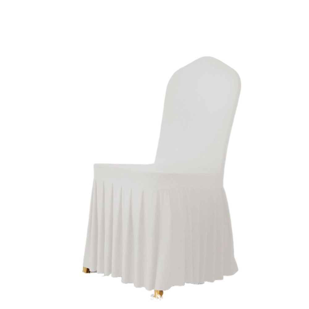 

Soft Pleated Skirt Chair Covers Stretchy Chair Protective Case Seat Cover Wedding Party белый