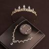 Brautschmuck-Set Goldfarbene Krone Halskette Ohrringe Vierer-Set&Geeignet für Damenhochzeit, Geburtstagsfeier
