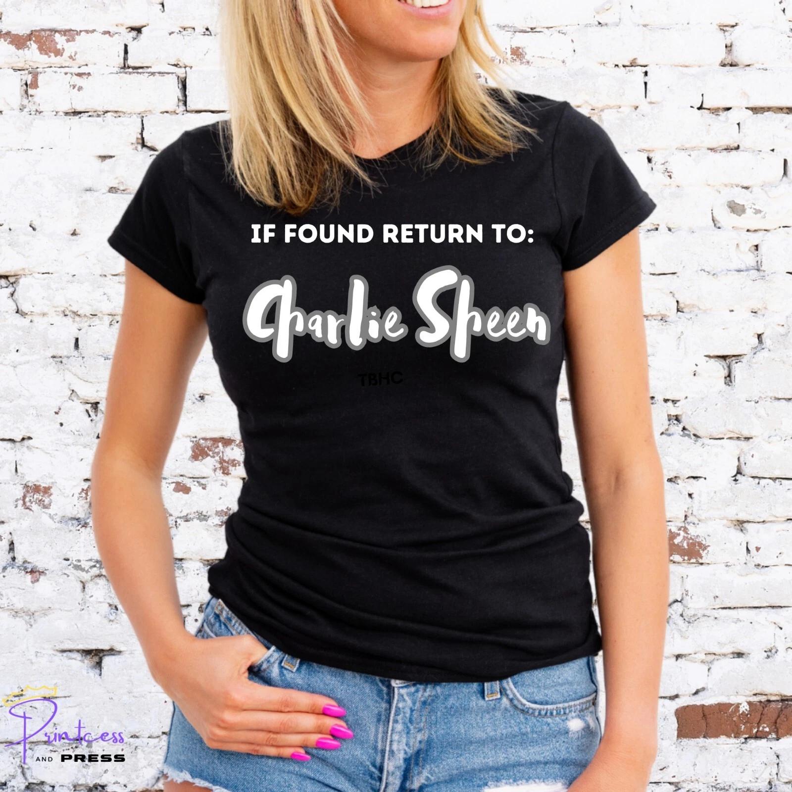 IF FOUND RETURN TO CHARLIE SHEEN T-Shirt, TWO AND A HALF MEN, Unisex/Lady Fit XL