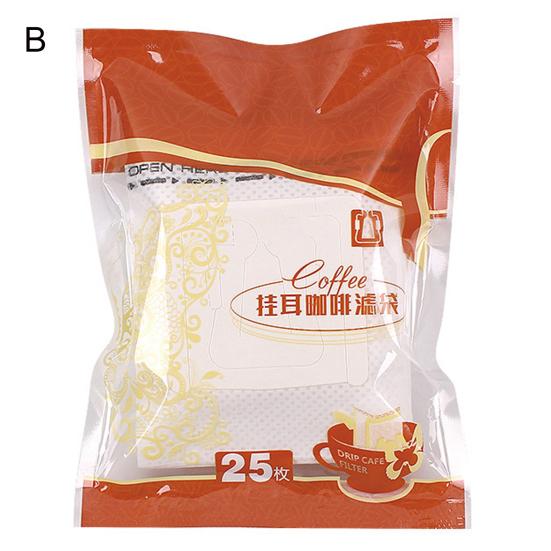 25Pcs Drip Coffee Filter Bag Portable Single Serve Disposable Hanging Ear Drip Coffee Filtering Paper Bag Home Office Supplies