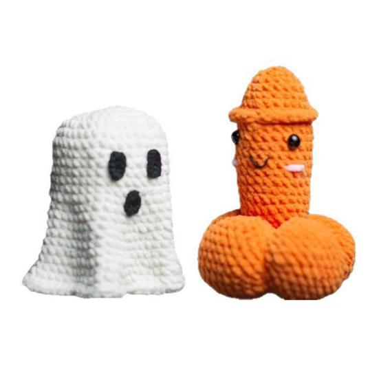 Halloween Crochet Ghost Decor Handmade Knitted Ghost Doll Funny Surprise Gag Gift for Women Friends Sister Bestie