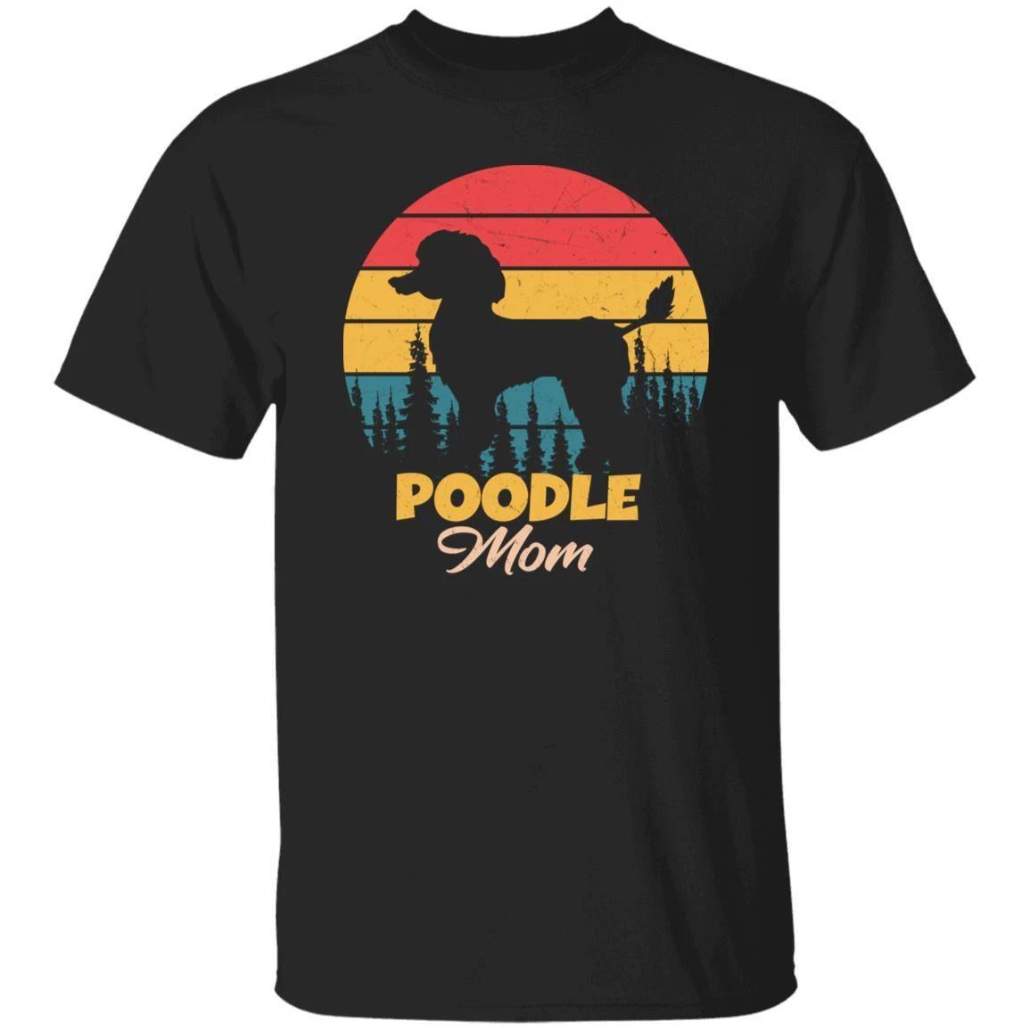 Poodle mom Retro Unisex T-shirt gift poodle dog mama black dark heather M