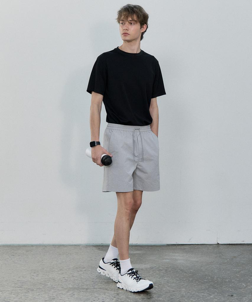 BASIC HOUSE Uni Nylon String Band Half Pants Light Grey Lzhp3103