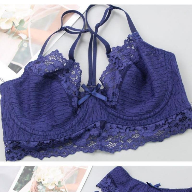 Plus Size Sexy Lingerie Three-Piece Set Lace Trim Breathable Ultra-Thin Bra Set Push-Up and Shaping Bra Skin-Friendly and Comfortable Panties