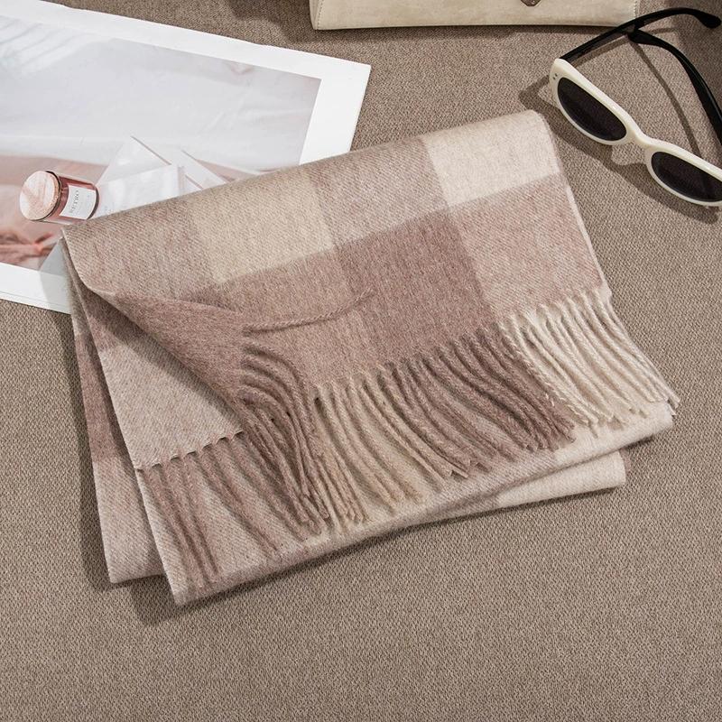 High Quality 100% Wool Scarf Men Female Fashion Classic Soft Cashmere Muffler Women Warm Thermal Shawl Outside Autumn Winter