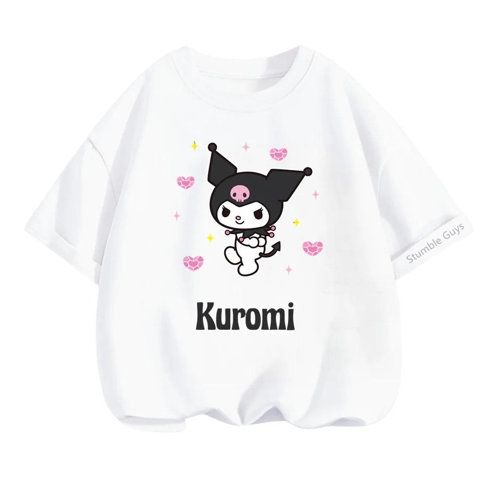 

Sanrio Мила Куромі Модна Футболка Дитяча Літня Повсякденна З Коротким Рукавом 140