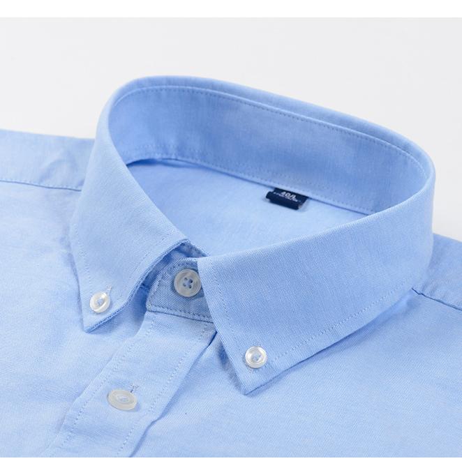 Elastic Cotton Oxford Men Solid Shirts Long Sleeve Business no-iron High Quality Classical Shirt Male Button Collar