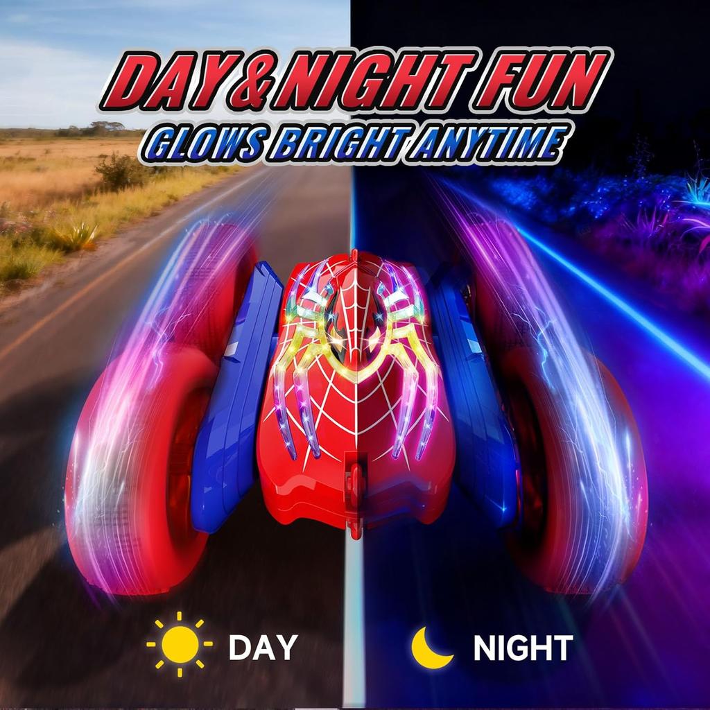 Remote Control Cars Boys Toys for 3-12 Year Old, 360°Flip Stunts Cars, 5 Cool Lights Mode 2.4Ghz 4WD RC Monster Truck, Kids Toys Outdoor Games