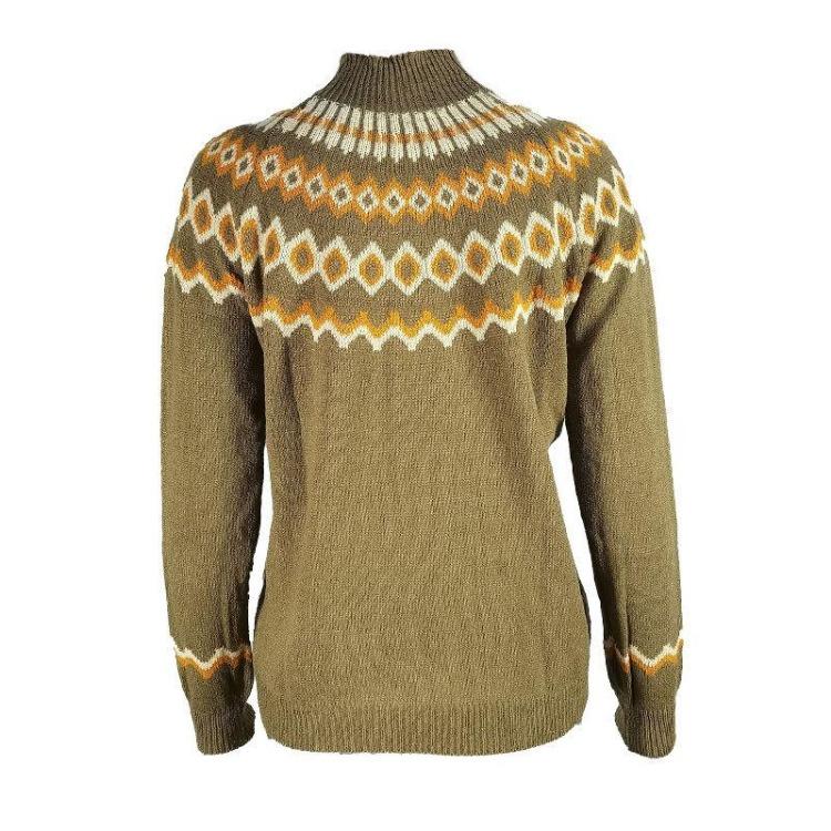Damen Nordischer Strickpullover Hoher Rollkragen Lässig Winter Pullover Tops Jumper