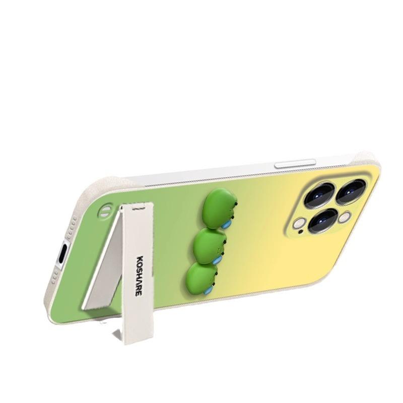 Gradient Three-dimensional Frog Stand Suitable for Apple 14 Mobile Phone Case 15PROMAX Frameless 13 Anti-fall 12 Bare Metal Sense