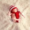 New wool hand-knitted children's photography long tail hat, newborn cartoon sweater hat, Christmas long hat