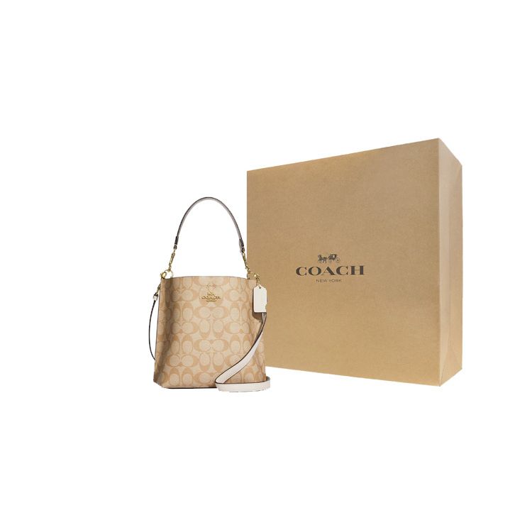 Coach Mollie Classic Metal Logo Bucket Bag Women Handbags Khaki CA582-IMDQC