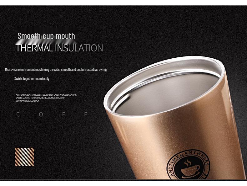 Kreativní izolovaný cestovní hrnek z nerezové oceli s uchem