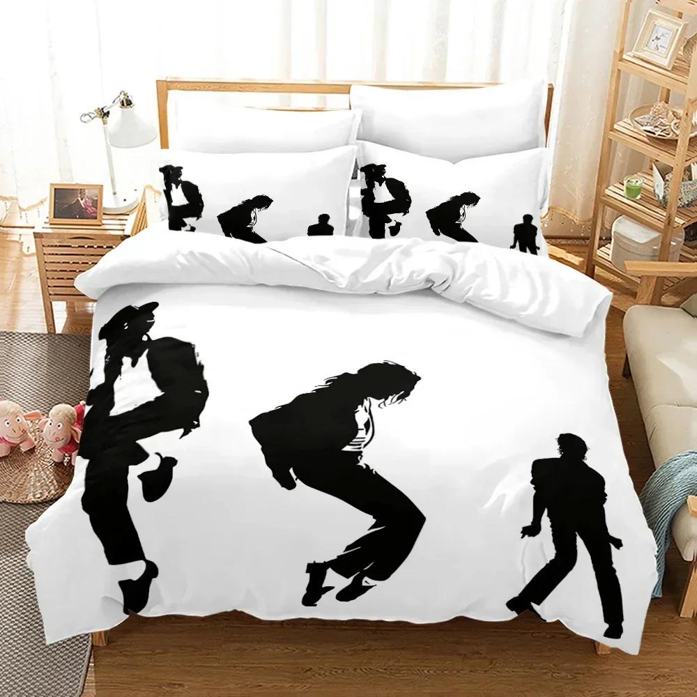 3-delat Michael Jackson Sängkläder Set Mjuk Påslakan Set Sovrumsinredning Enkel Tvilling King Storlek 3D Påslakan Hemtextilier 2/3 ST