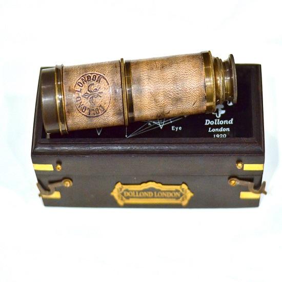 Пиратский морской телескоп из латуни и кожи с деревянной коробкой, подзорной трубой с гравировкой, морским телескопом, антикварным персонализированным телескопом