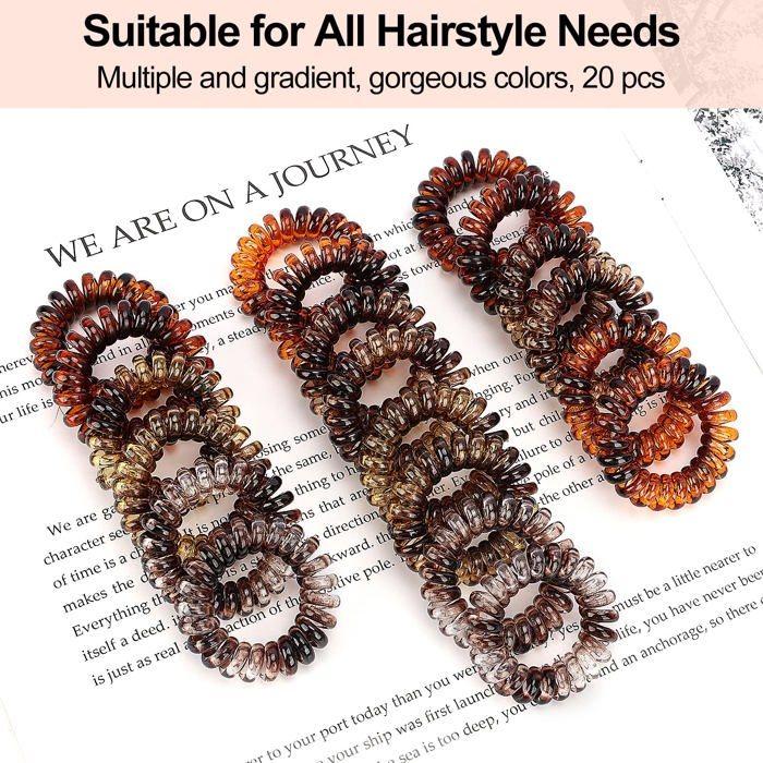 Élastiques à Cheveux Spirale - JESSLAB - 20Pcs - Doux pour Cheveux - Non Absorbants - Réutilisables