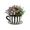 Vase / Pot de fleurs - EDEN - Tasse à plantes - Céramique - 15x20 cm - Rayé noir et blanc
