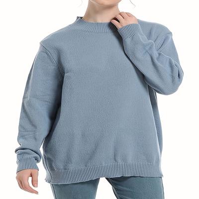 Übergröße Einfarbiger Rundhals-Pullover Damen Herbst und Winter Temperament Lässig Rundhals Strickpullover