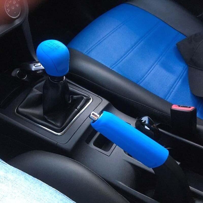 2pcs/set Car Auto Manual Silicone Shift Gear Head Knob Cover Handbrake Hand Brake Covers Sleeve Case Skin Protector Car Styling