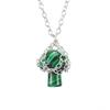 Handmade Silver Mesh Pocket Crystal Tiger Stone Agate Small Mushroom Pendant Necklace Jewelry N697