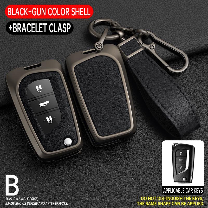 Folding Key Case for Toyota Reiz, Corolla, Levin, RAV4, and Highlander - Protective Cover & Buckle